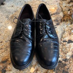 Allen Edmonds Haskell Honors Mens Black Crock Print Leather Golf Shoes Size 12 D